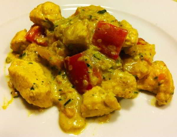 Petto di pollo al curry e verdure